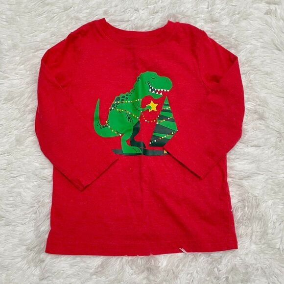 3/$10 Toddlers Cat and Jack Red Christmas Long Sleeve Top Size 2T - Picture 1 of 6